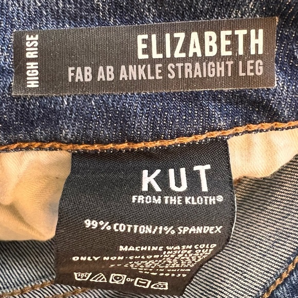 KUT From The Kloth Elizabeth Fab Ab Ankle Straight Leg Jean Size 10 Long Raw Hem - Picture 5 of 11